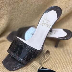 Christian Louboutin Brown Croc-Embossed Heels